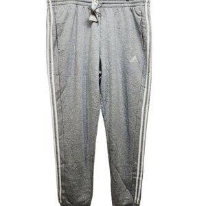 Adidas Mens Size 3XLT Gray Jogger Pants W/ White Stripes Drawstring Waist